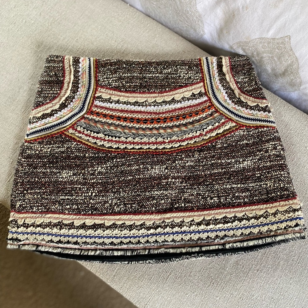 Zara Woven Tribal Mini-Skirt, Size S
